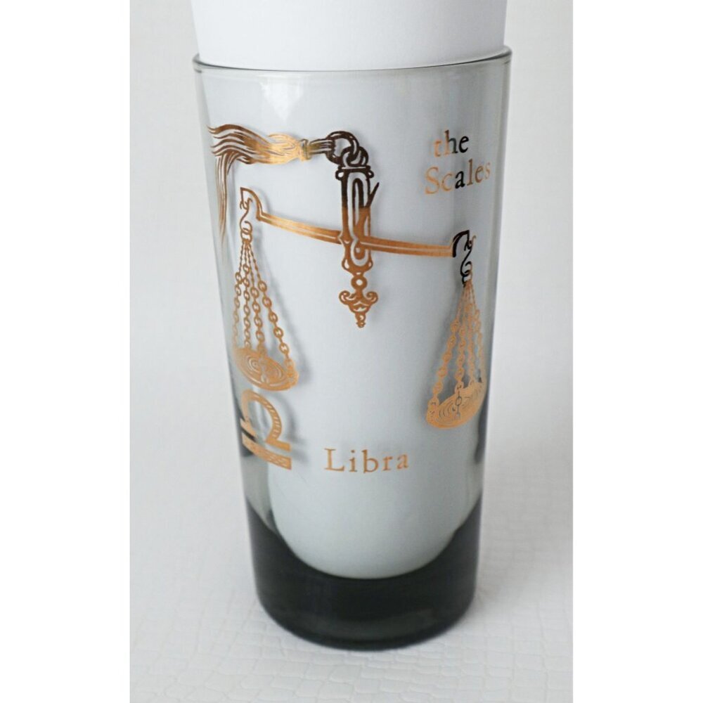 Vintage Horoscope Libra Cocktail Drinking Glass Highball Tumbler Barware